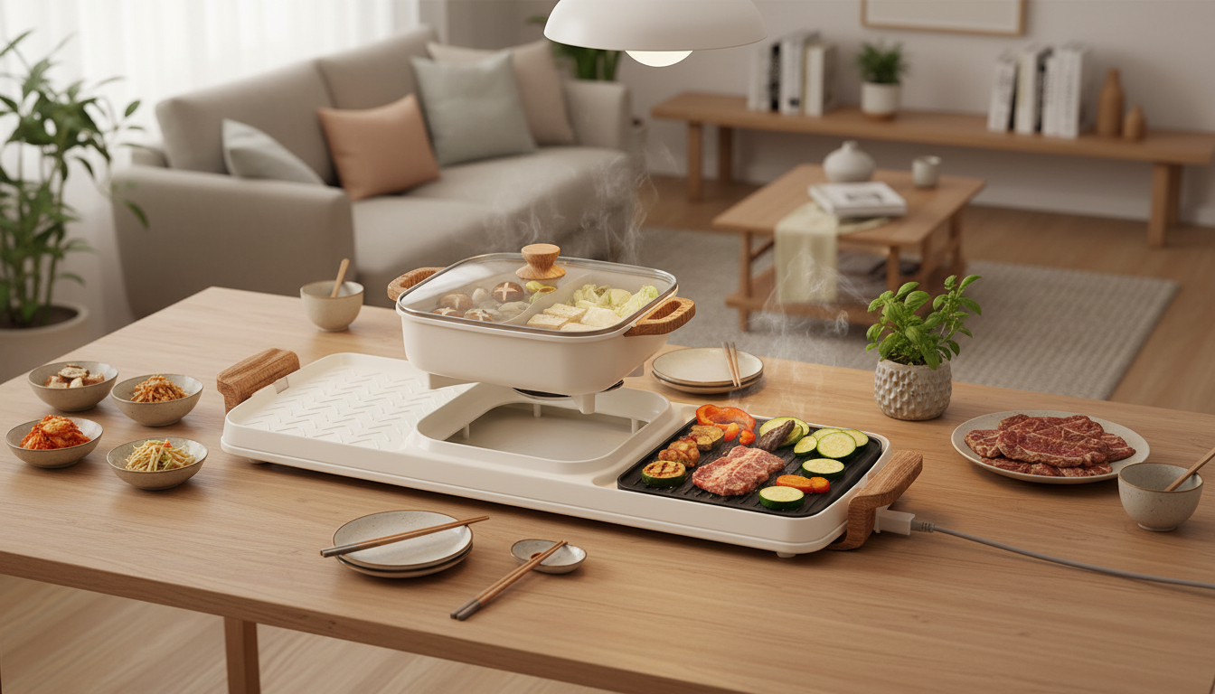 Indoor Korean Hot Pot + BBQ Grill: Smokeless Electric